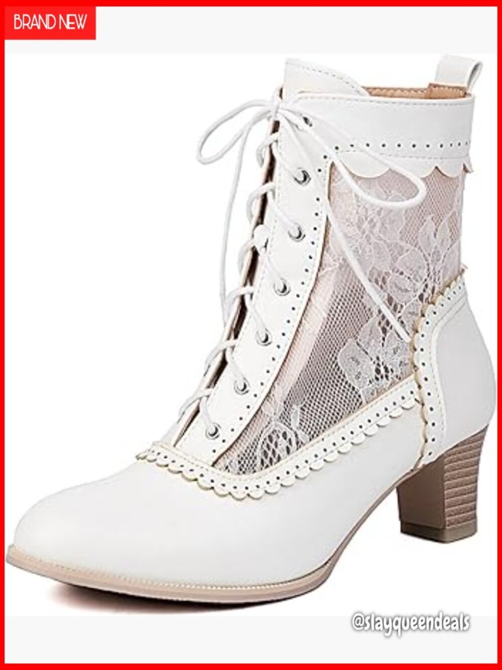 Vintage Victorian Ankle Boots Kitten Heel Lace Up Round Toe Witch Granny Booties